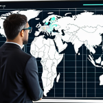 A dynamic visual representing modern global trade communication. Show diverse professionals from various continents engaged in a complex virtual negotiation via a collaborative platform, with subtle futuristic elements like AI-powered translation overlays and data analytics dashboards integrated into their screens. The scene should convey seamless, real-time interaction across digital divides, emphasizing both human agility and technological integration in an interconnected global marketplace.