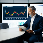 A focused male professional in his 40s, wearing a modest, crisp business suit, deep in thought at a desk in a contemporary, well-lit office. Large screens behind him display complex trade finance data and international shipping manifests. He gestures thoughtfully at a tablet open to a document featuring Incoterms definitions, indicating a deep understanding and analysis of intricate trade jargon and legal terms. Professional photography, cinematic lighting, high detail, realistic, perfect anatomy, correct proportions, natural pose, well-formed hands, proper finger count, natural body proportions, fully clothed, appropriate attire, safe for work, appropriate content, professional.