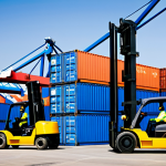Incoterms in Action**

"A busy international shipping port with containers being loaded onto a cargo ship, various flags visible, forklifts moving about, fully clothed workers in safety vests and hard hats, illustrating global trade logistics, appropriate attire, safe for work, perfect anatomy, natural proportions, professional photography, high quality, daytime scene, bright lighting, professional."

**