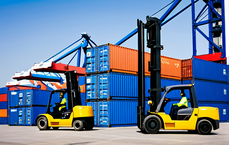 Incoterms in Action**

"A busy international shipping port with containers being loaded onto a cargo ship, various flags visible, forklifts moving about, fully clothed workers in safety vests and hard hats, illustrating global trade logistics, appropriate attire, safe for work, perfect anatomy, natural proportions, professional photography, high quality, daytime scene, bright lighting, professional."

**