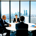 Global Negotiation**

"A diverse group of business professionals, fully clothed in appropriate business attire, sitting around a large conference table, negotiating an international trade deal, serious but respectful expressions, modern office setting, city skyline visible through the window, natural lighting, perfect anatomy, correct proportions, safe for work, professional environment, appropriate content, high-quality rendering, professional."

**
