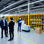 AI-Powered Logistics**

"A brightly lit, modern logistics warehouse, fully automated with robotic arms moving packages, AI interfaces displaying real-time data analysis, a diverse group of logistics professionals in appropriate attire observing the operations, safe for work, professional environment, perfect anatomy, correct proportions, high quality, focus on technological advancement, fully clothed, appropriate content, family-friendly."

**