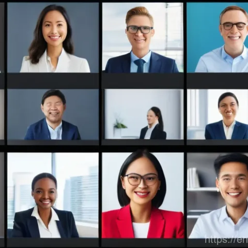 무역영어로 할 수 있는 일들 - **Global Virtual Meeting: Collaborative Discussion**
    "A vibrant and professional digital illustr...