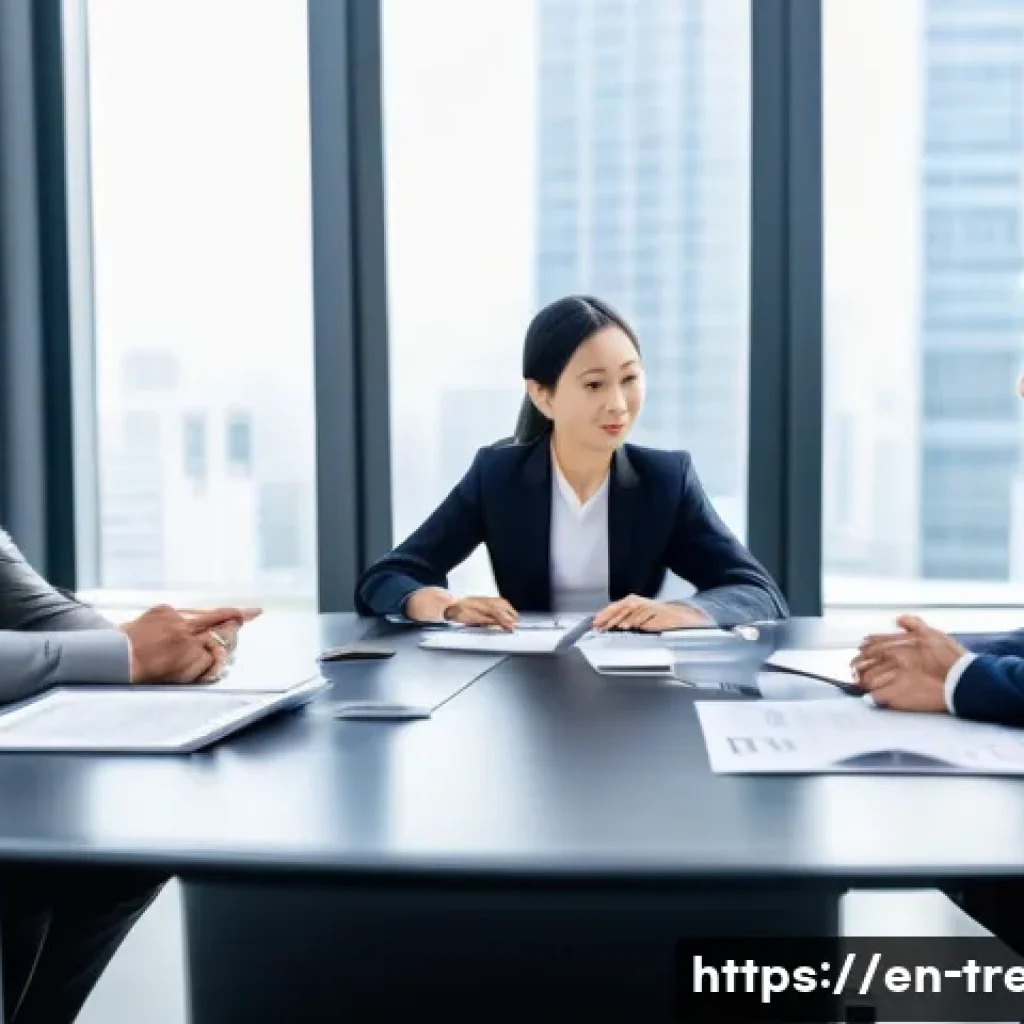 무역영어와 비즈니스 실무의 융합 사례 - A diverse group of international business professionals engaged in a high-stakes negotiation around ...