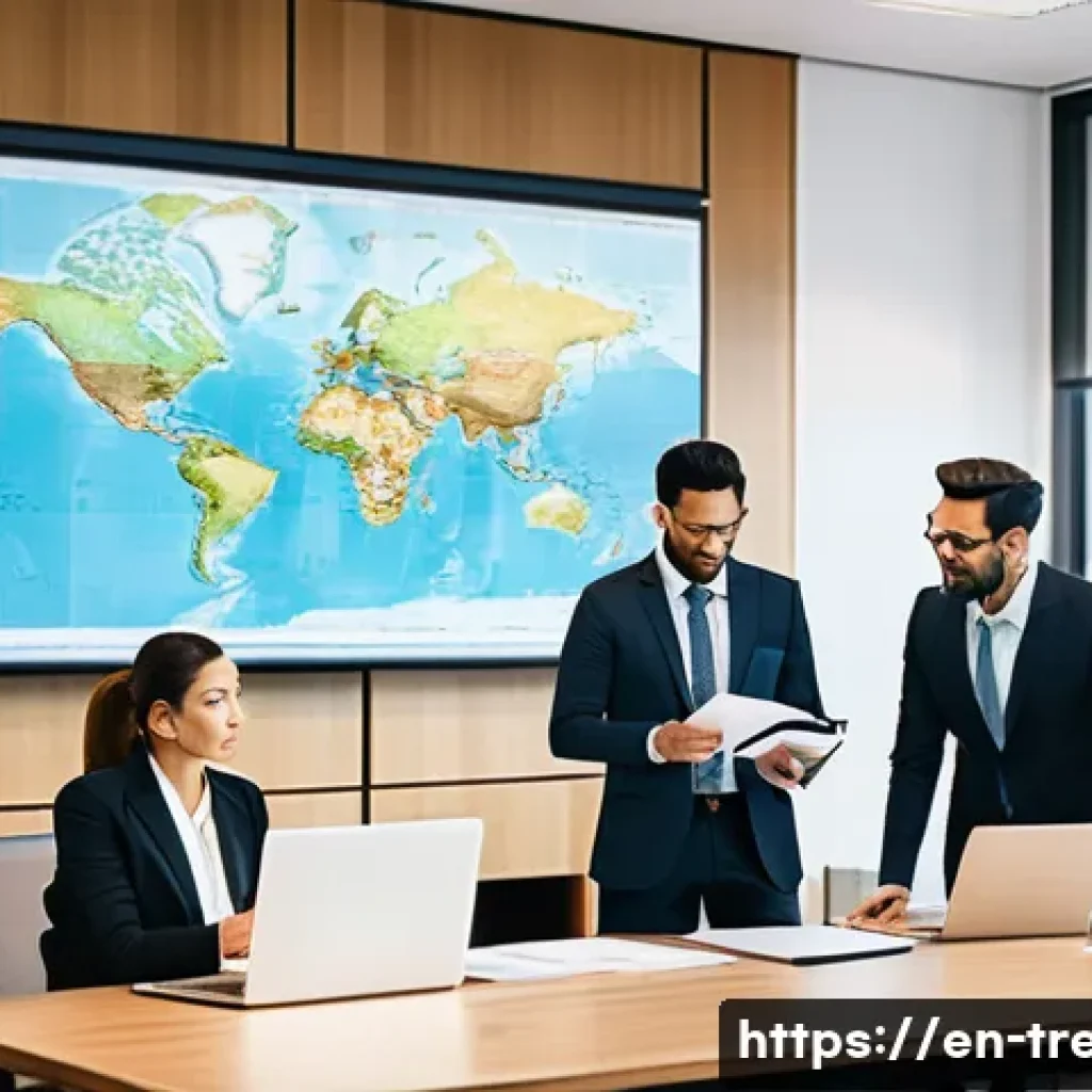 무역영어 실기시험 준비에서 흔히 하는 실수 - A professional office scene featuring a diverse group of businesspeople in formal attire, gathered a...