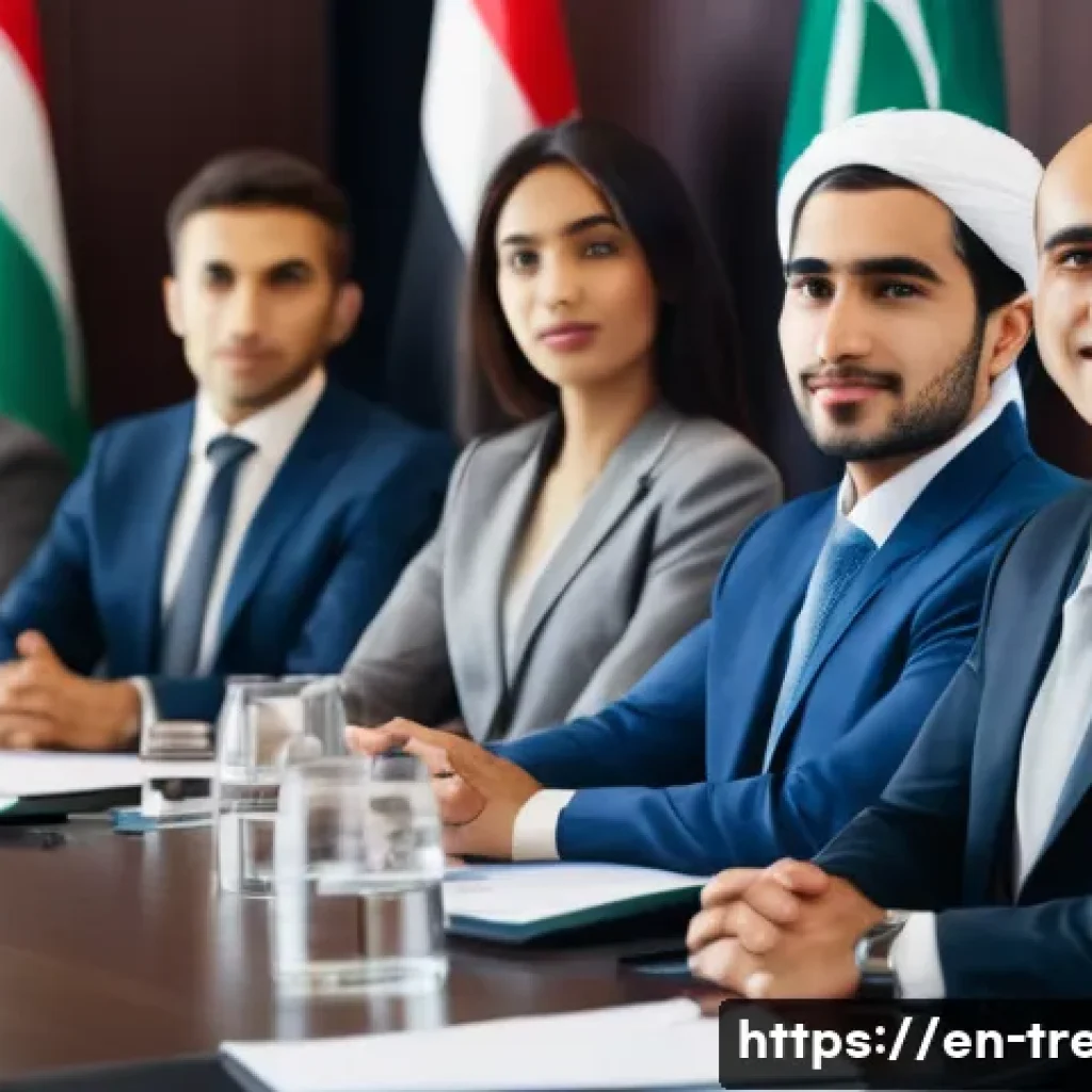 무역영어와 문화 차이 극복하기 - A professional multicultural business meeting scene showing representatives from Western, Asian, and...