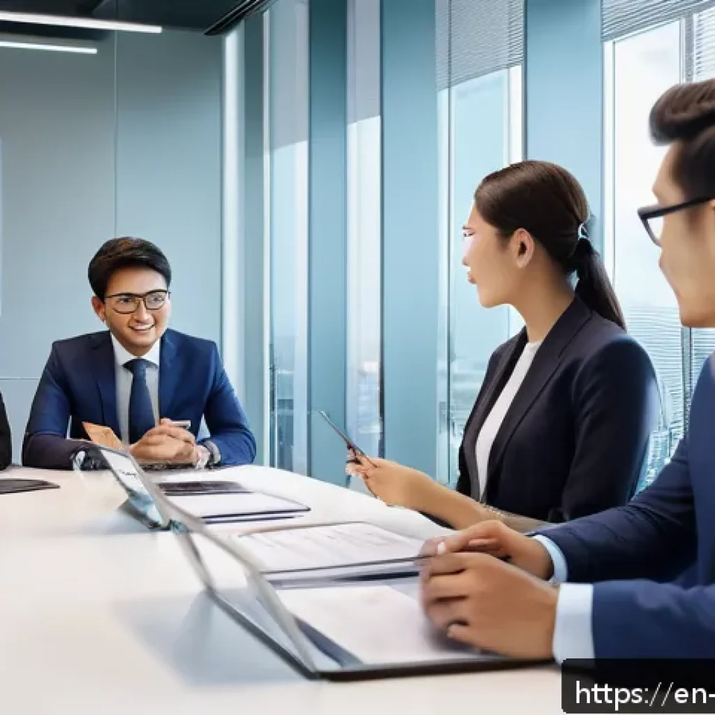 무역영어와 비즈니스 영어의 차이점 - A professional international business meeting scene in a modern glass conference room, featuring div...