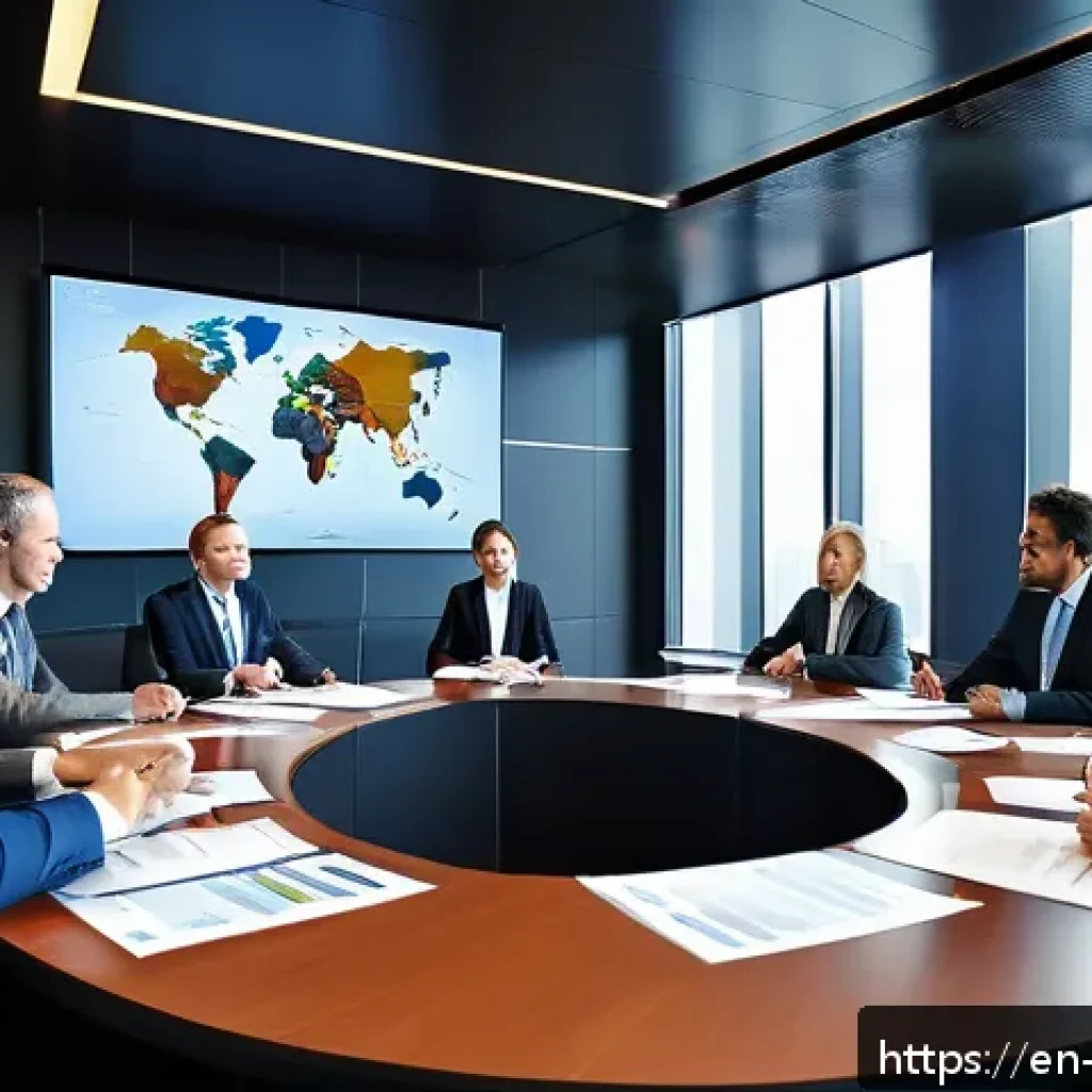 무역영어 시험 준비와 자격증의 장기적 효과 - A professional international trade meeting scene in a modern corporate boardroom, diverse businesspe...