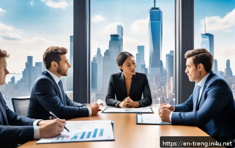 무역영어 자격증의 국가별 인정 현황 - A professional international business meeting scene set in a modern corporate office in New York Cit...