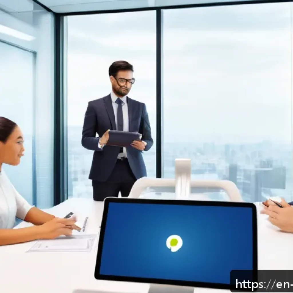 무역영어 학습을 위한 추천 도구 - A modern virtual negotiation platform interface showing diverse business professionals engaging in a...